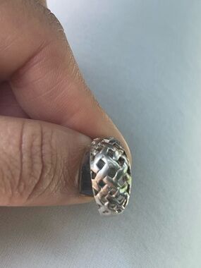 Sterling Silver Basket Weave Dome Ring - Silver